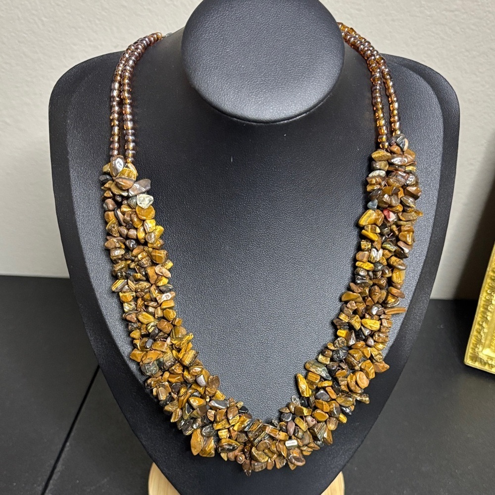 Tiger’s Eye Chip Beaded Boho Southwestern Necklace